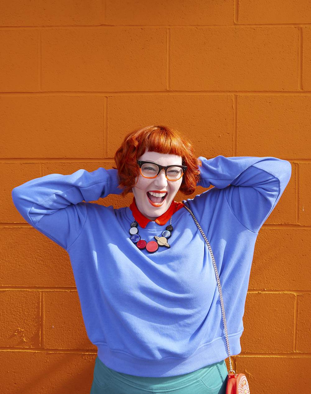 Bold and colourful outfit inspired by Chucke Finster Scottish street style inspired by 90s cartoon character Chuckie from Rugrats