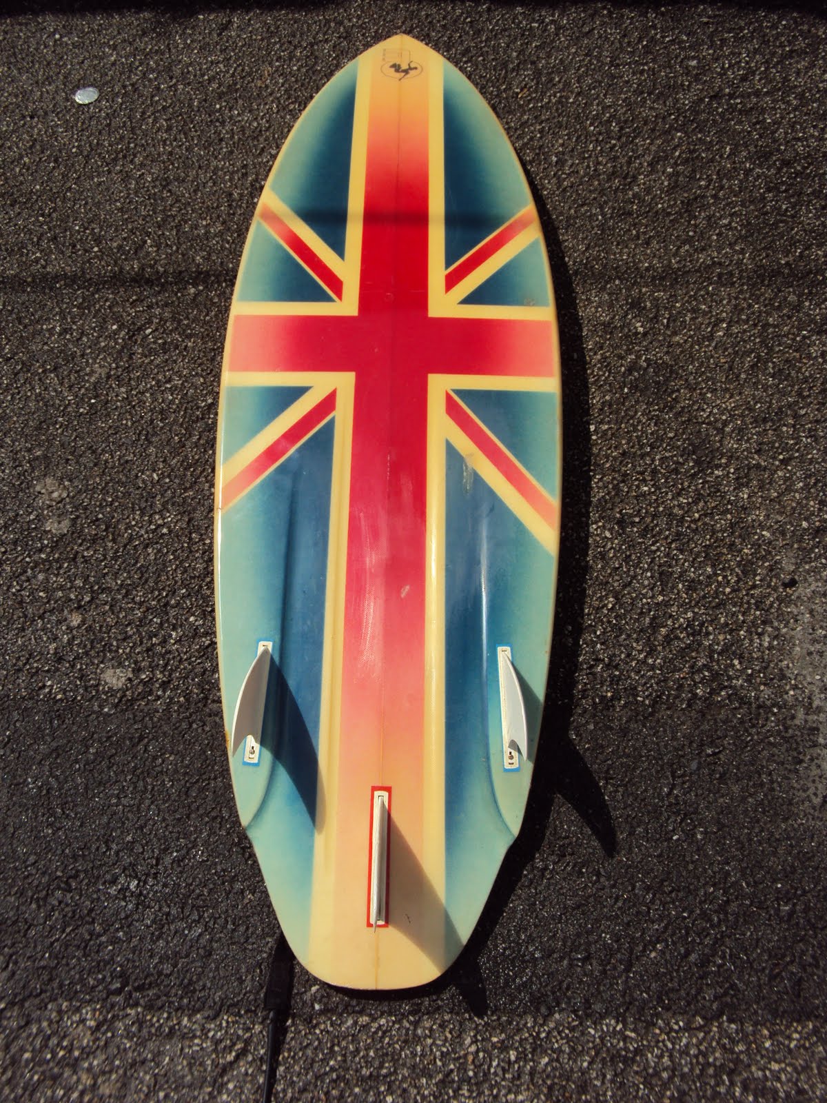 vintage surfboard collector UK Ocean Magic union jack thruster