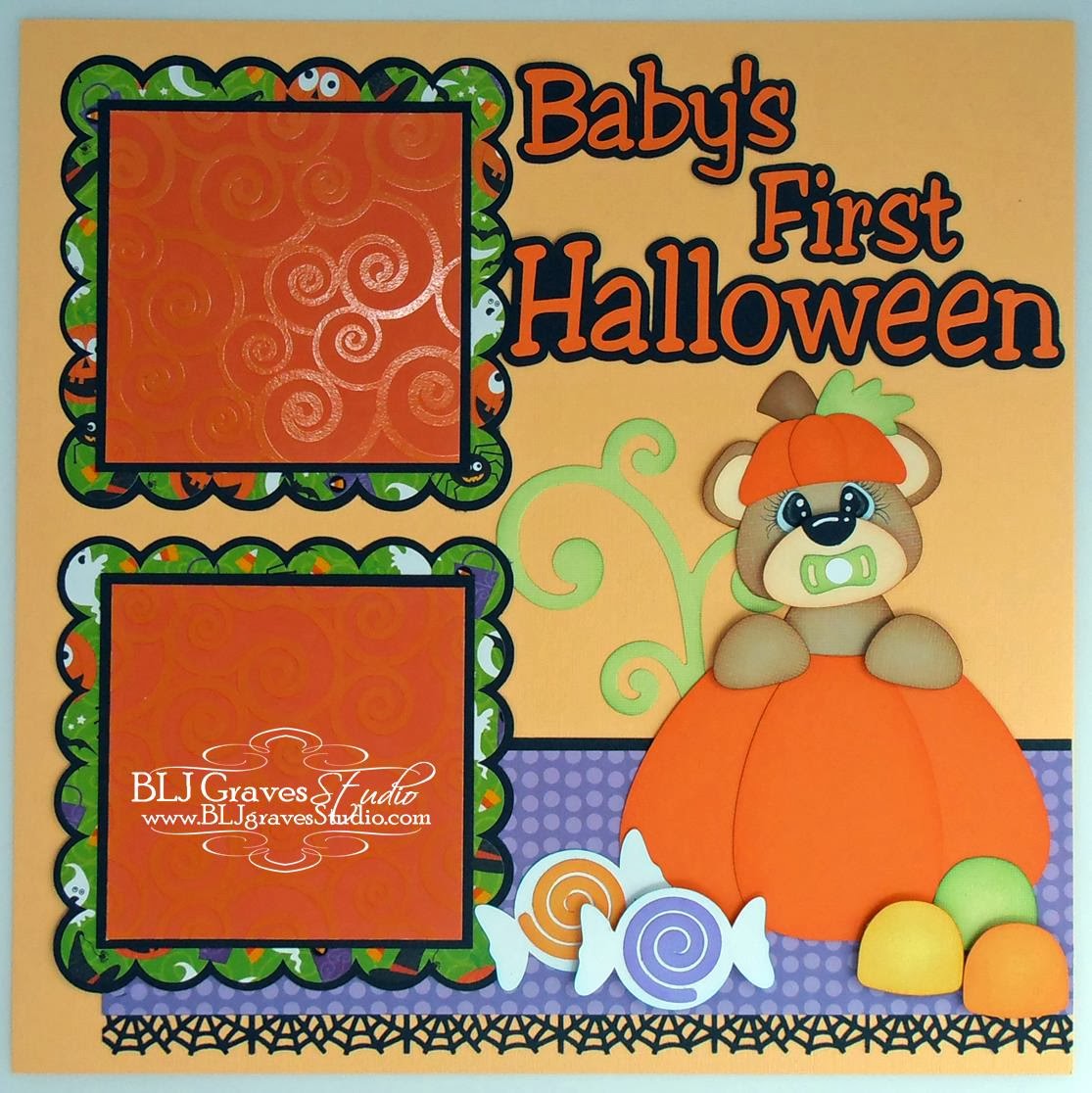 BLJ Graves Studio Baby's First Halloween Scrapbook Page