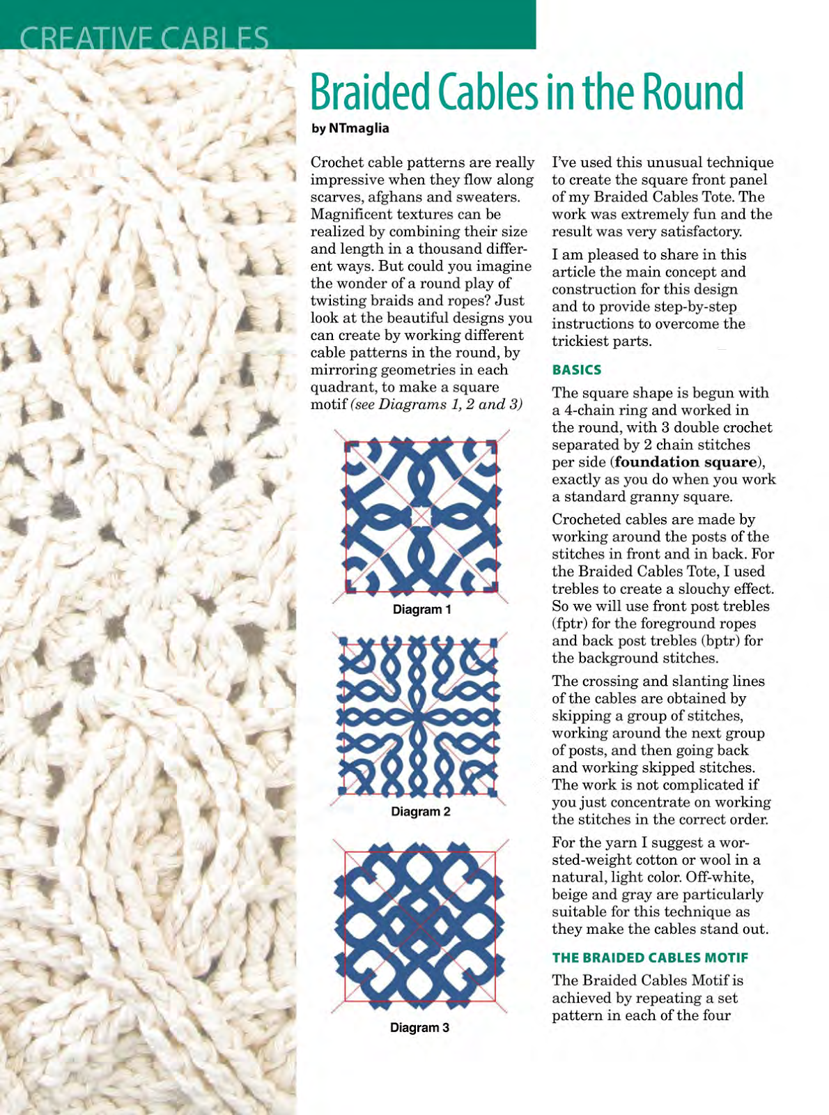 Bolsa Cables Trenzados a Crochet, PDF (CREATIVE CABLES BRAIDED CABLES