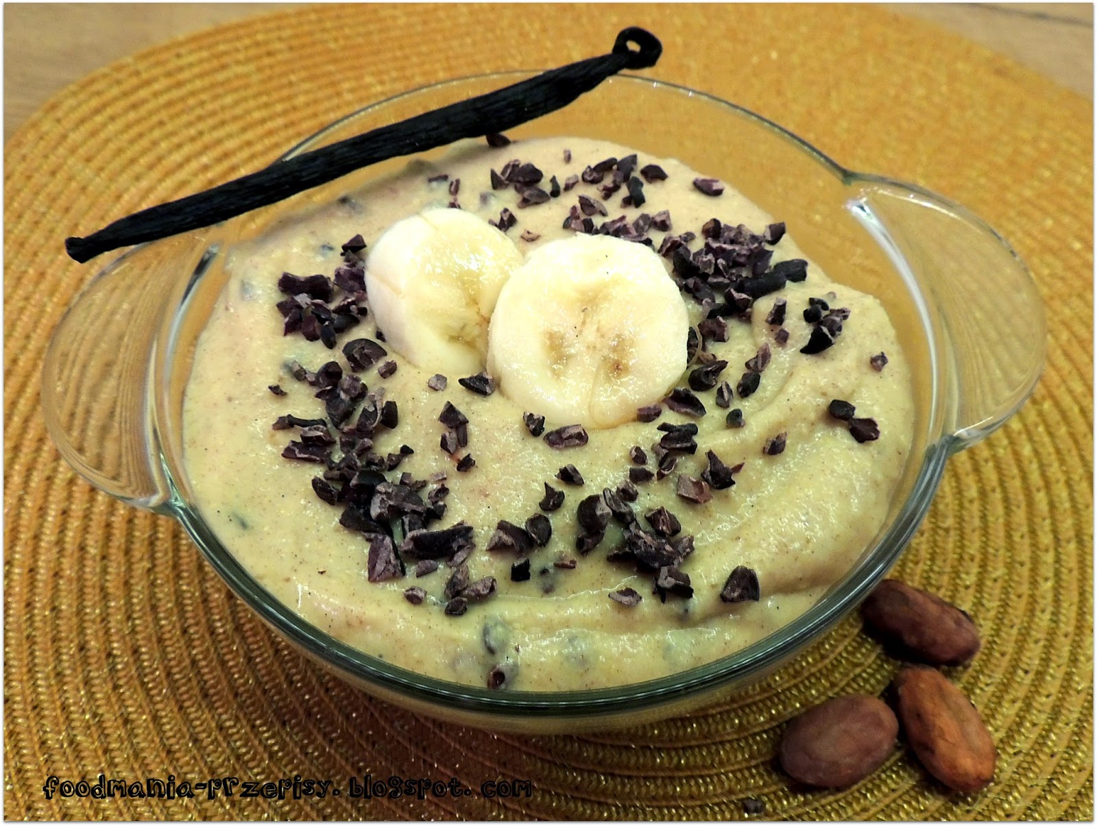 foodmania BANANOWY PUDDING JAGLANY Z ZIARNAMI KAKAO I NUTĄ WANILII