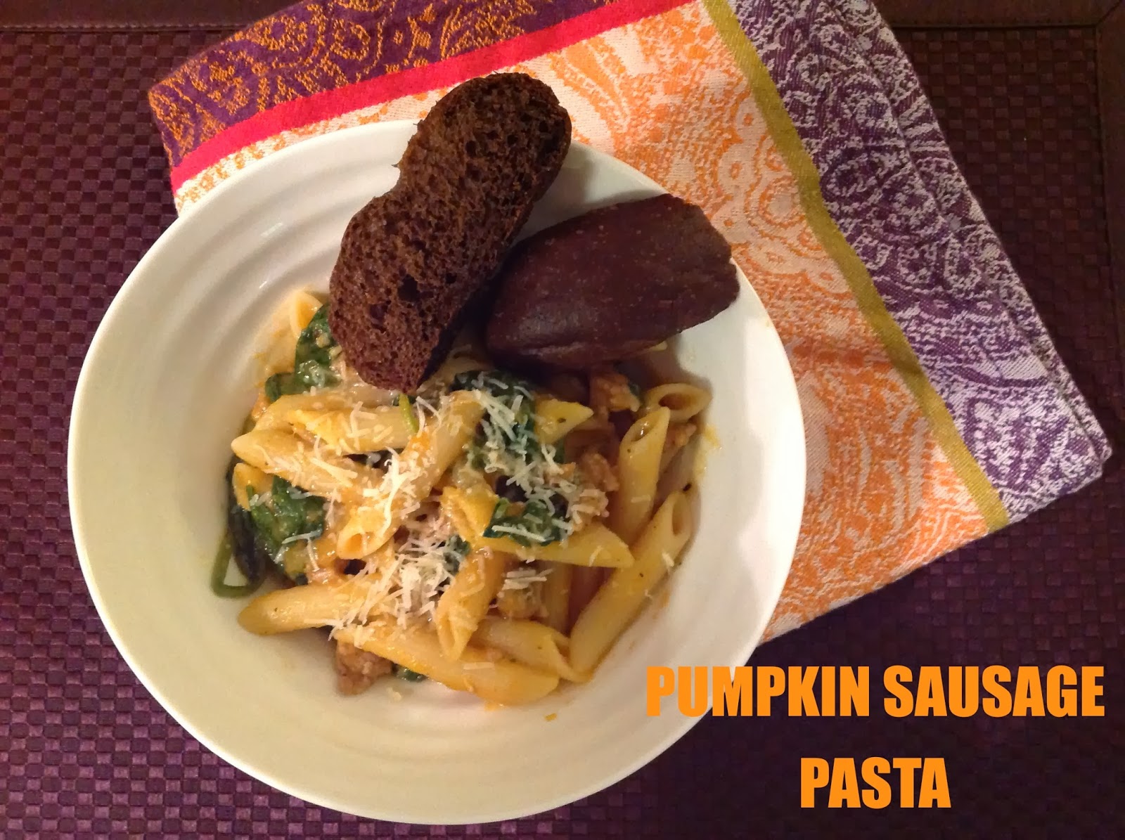 Daily Dose of Rabbit Food Pumpkin and Sausage Pasta