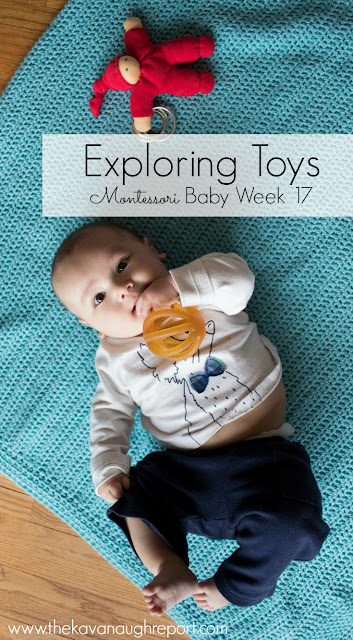 Here are some ways to respond when your Montessori baby is interested in exploring toys! Offering choices and preparing a baby's space become important ways to encourage movement and independence for a young baby. 