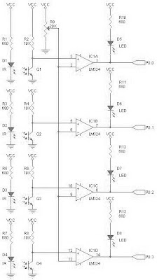 Robot Sensor circuit with AVR ATMega