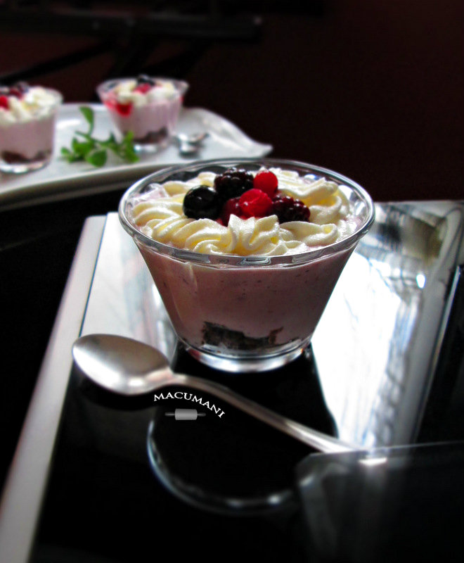 Espuma de queso y frutos rojos