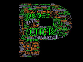 A word cloud of this post in the shape of an P