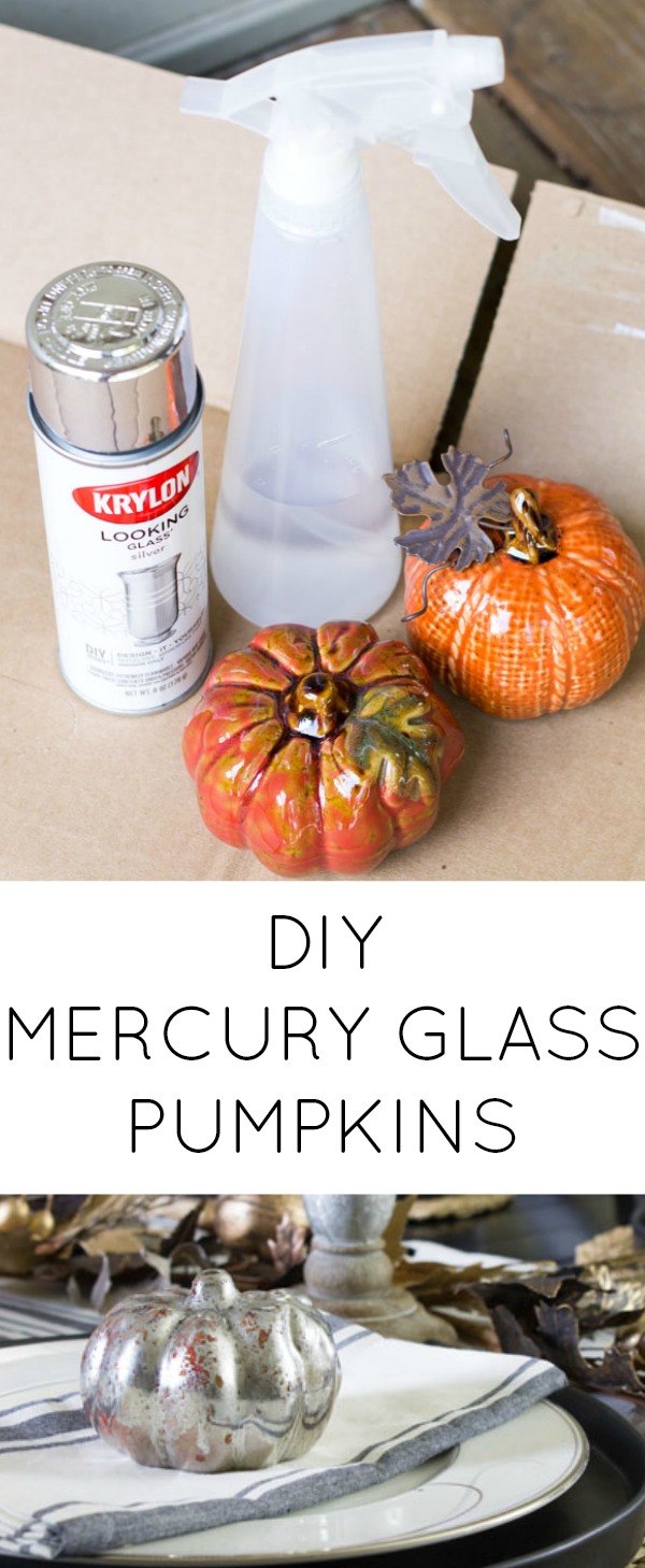 SO EASY! How to make your own DIY faux mercury glass pumpkins for farmhouse glam fall decor.