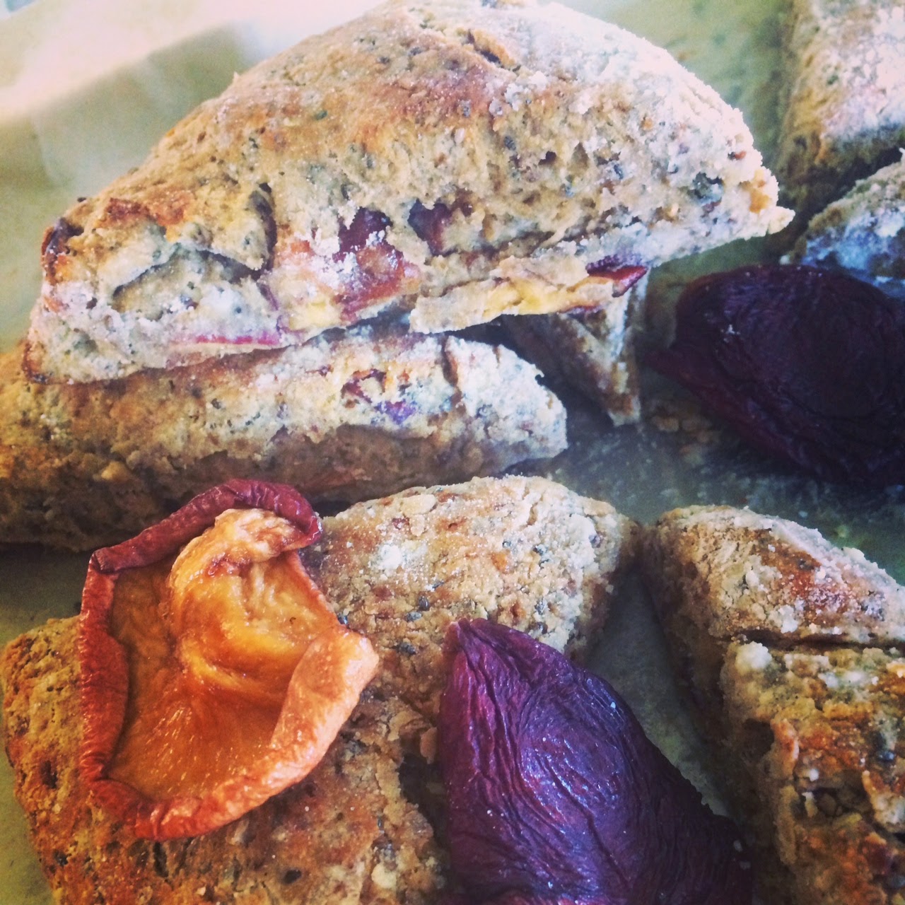 Gluten free oat flour scone with ground flaxseed, chia seed and dry