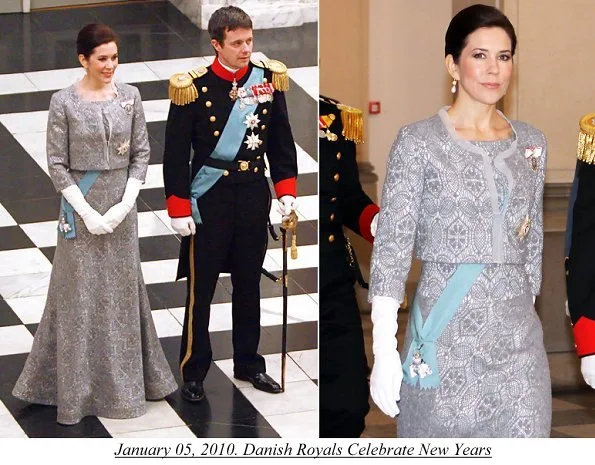 January 05, 2010. Danish Royals Celebrate New Years. Crown Princess Mary wore a top a skirt 2010