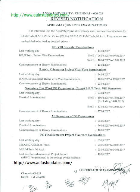 Revised Examinations Schedule for Theory and Practical for Apr/May 2017 Semester Examinations Download Now Revised Examinations Schedule for Theory and Practical for Apr/May 2017 Semester Examinations Download Now