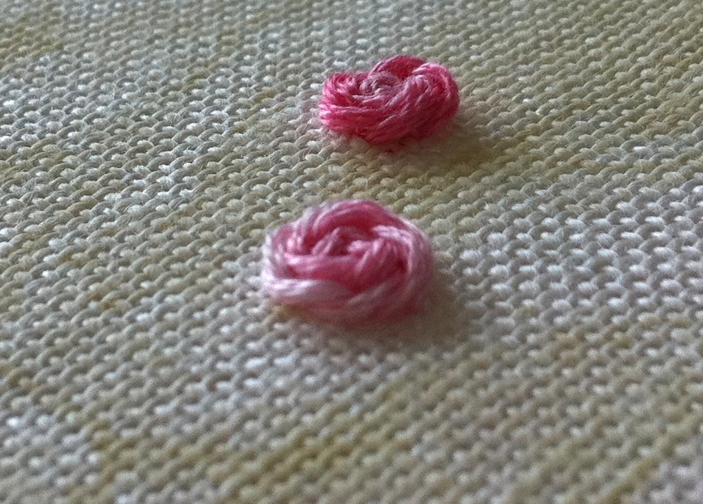 Humming Needles Stem Stitch Rose with Knotted Center Tutorial