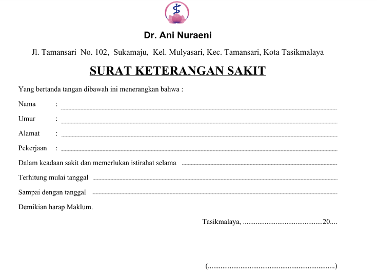 Contoh Surat Sakit Dokter