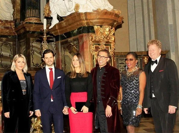 Molly Sanden, Gladys del Pilar and Fredrik Benedict. Princess Sofia at Christmas concert Jul i Vasastan in Gustav Vasa Church