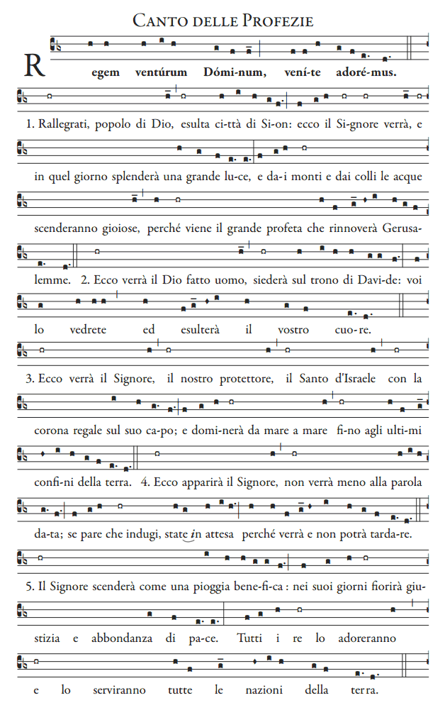 Spartito con il Canto delle Profezie per la Novena di Natale: Regem