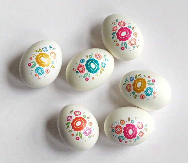 Floral Easter eggs with printable decals How About Orange