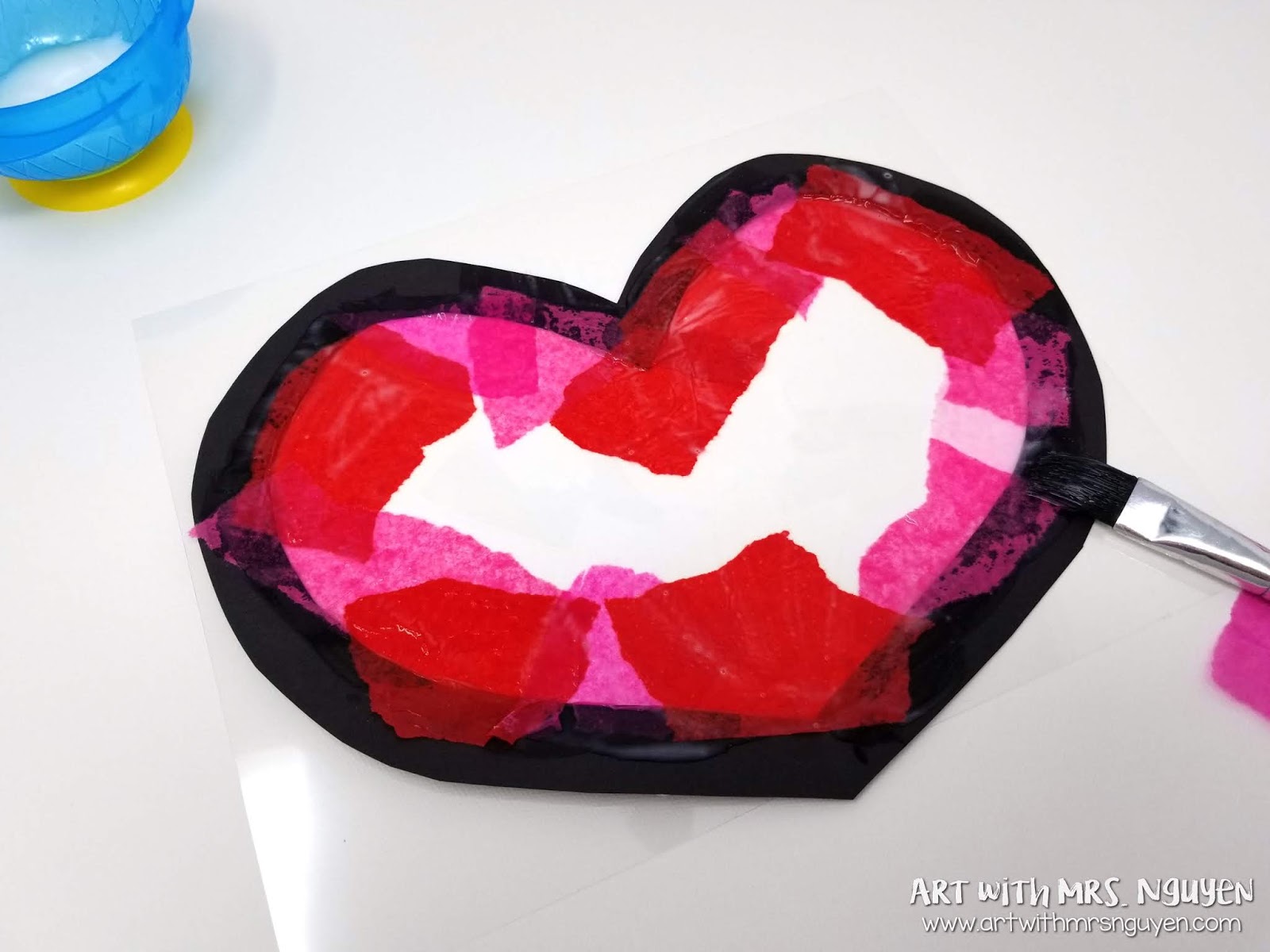 Scrunched Tissue Paper Heart Art - Friends Art Lab