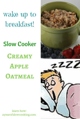 There's nothing better than a breakfast that cooks itself! Oats cook overnight in a 4-quart crockpot slow cooker. Recipe from Stephanie O'Dea