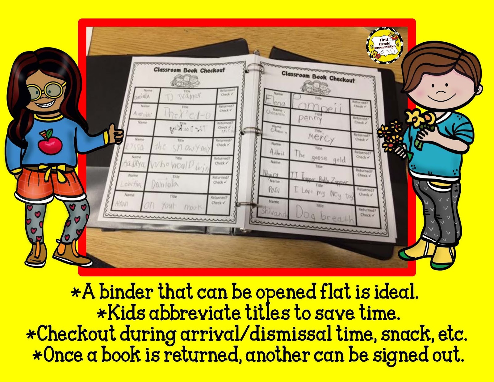 First Grade Bloomabilities Book Checkout in Classroom