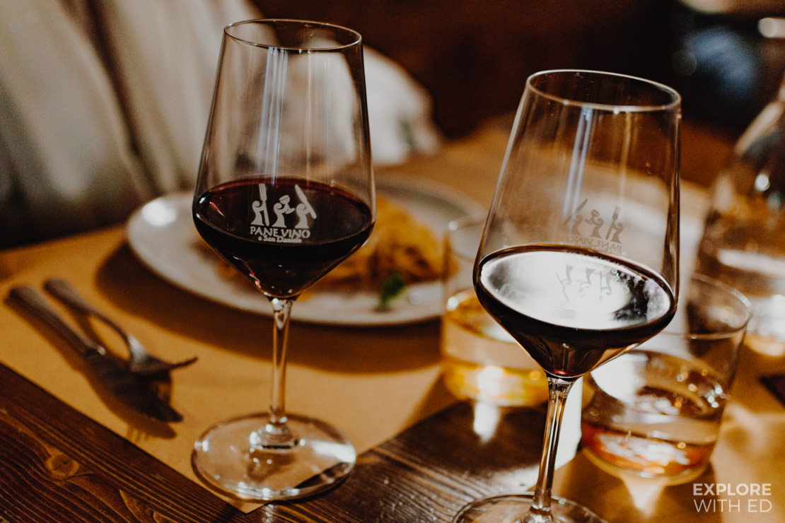 Pane Vino e San Daniele Red Wine and Pasta Meal