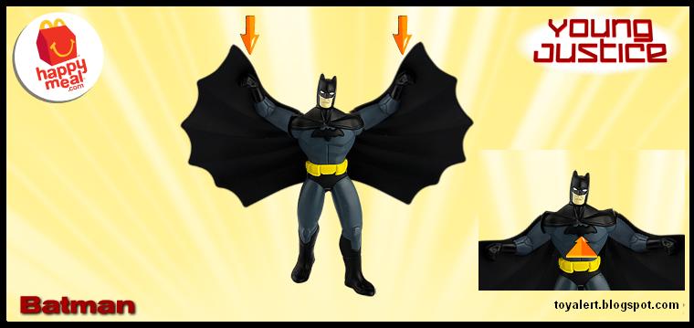 DC Young Justice Action Figure 2011 McDonalds Toy BATMAN w/ Bat Wing Action 4" 