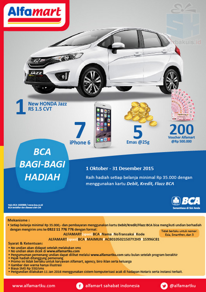 Undian BCA Alfamart Berhadiah Mobil HONDA Jazz RS 1.5 CVT