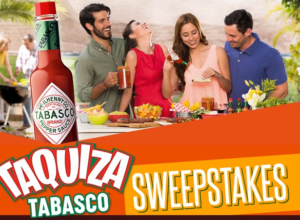 TAQUIZA TABASCO SWEEPSTAKES Tabasco wants you to spice up your family moments this summer by giving you the chance to enter weekly to win a prize package with a Taquiza Grilling Kit and a $100 Gift Card!