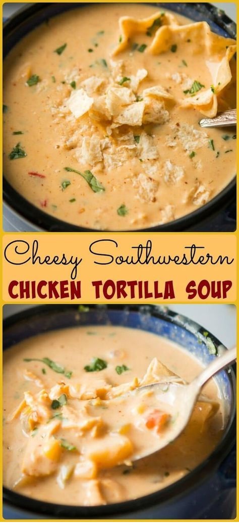 Cheesy Southwestern Chicken Tortilla Soup