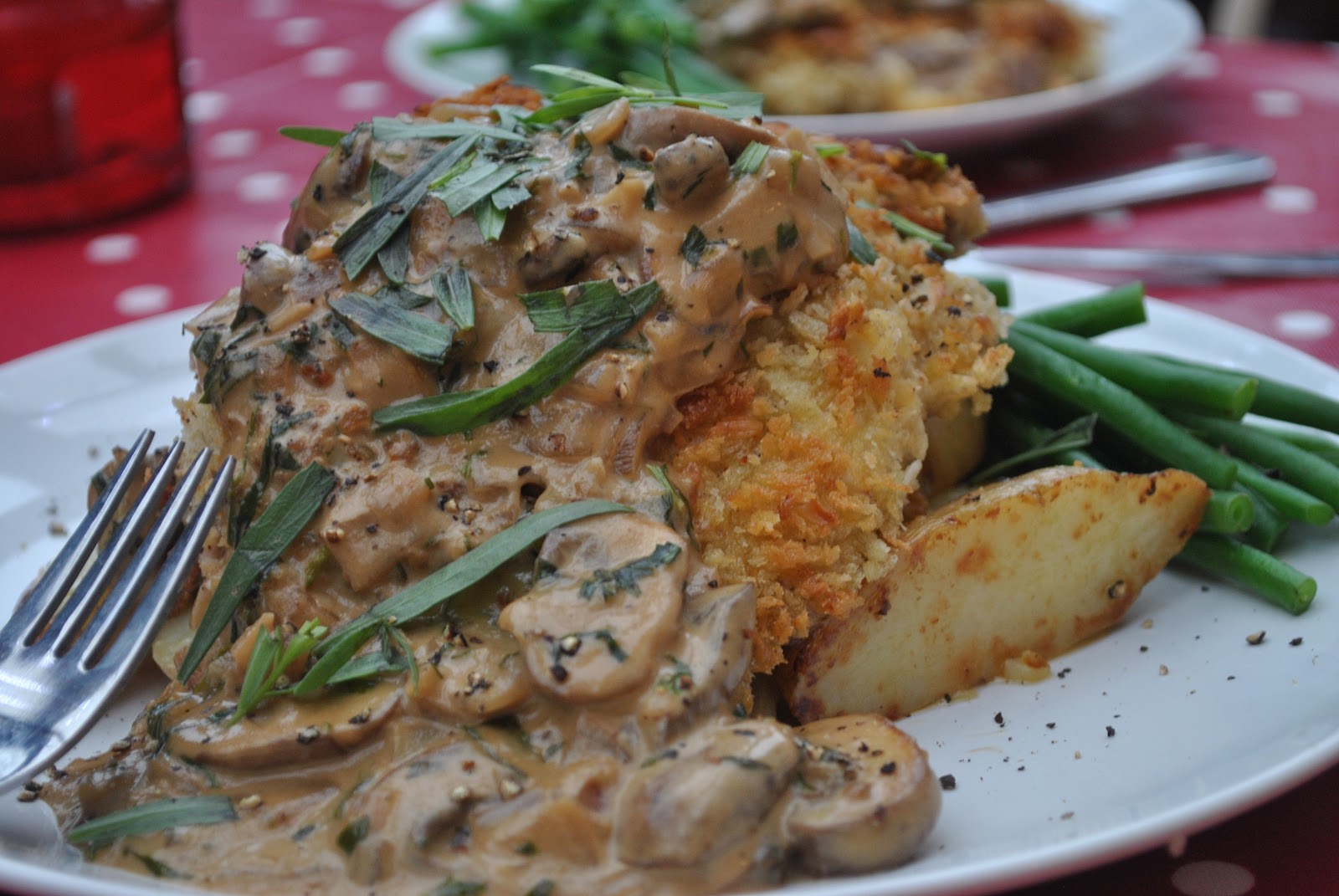 annika's apron Veal Schnitzel with mushrooms and Tarragon