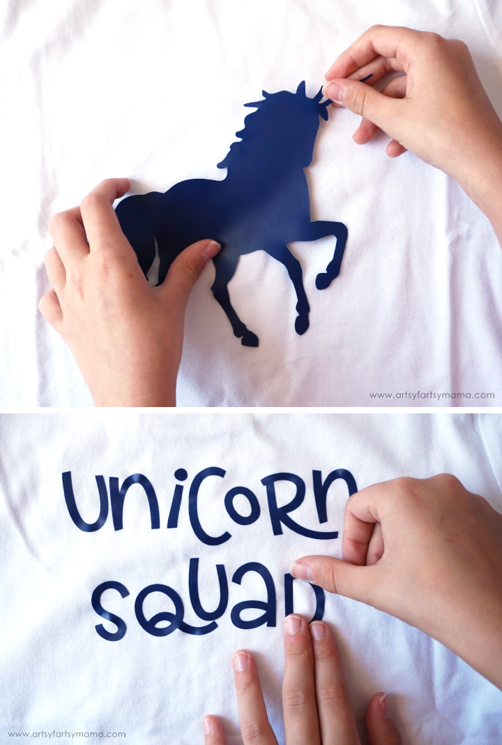 DIY Unicorn Shirt made with vinyl and fabric spray paint!