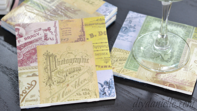 How to make coasters from tile, mod podge, felt, and scrapbook paper. Easy Tile Coasters