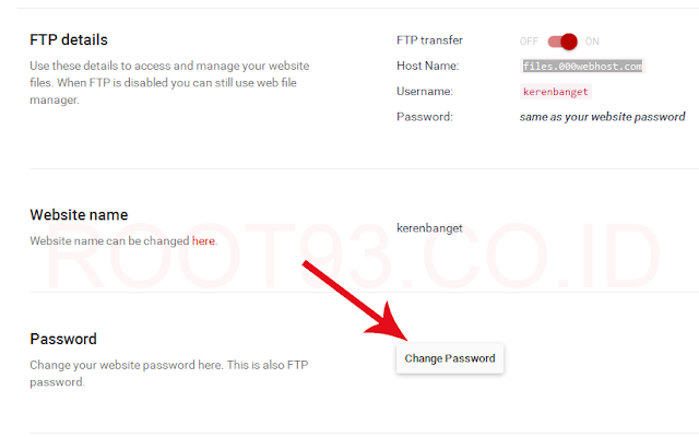 merubah password FTP