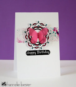 Butterfly birthday card with splatters