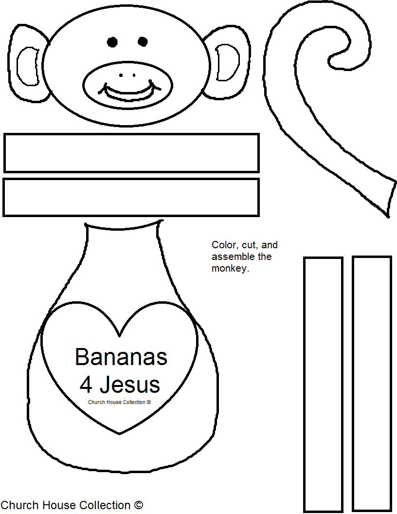 Bananas 4 Jesus Monkey Craft For Valentine's Day for Sunday School, Children's Church or even School