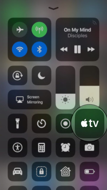 Apple TV Remote في مركز التحكم Control Center في iOS 11