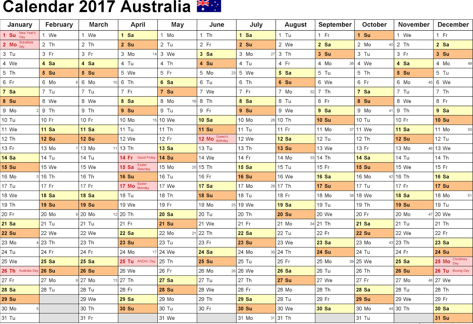 photo calendar australia