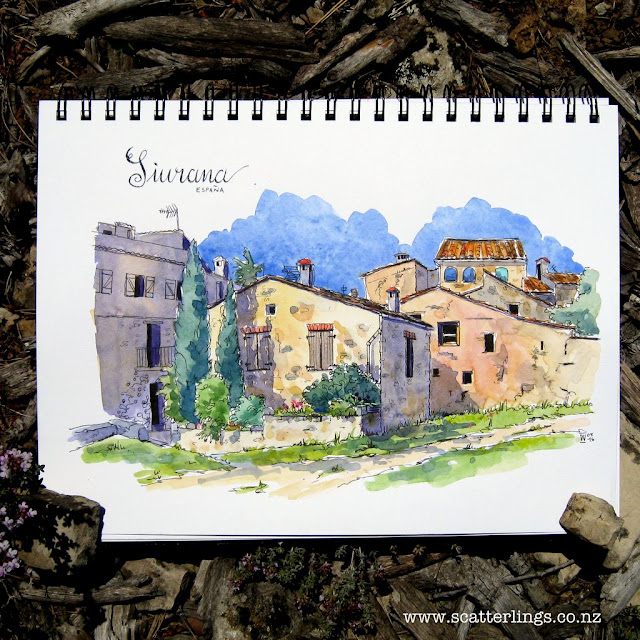Siurana, Catalunya. Urban sketch.