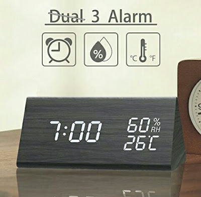 Ticktar Digital Alarm Clock - Time, Temperature, Humidity