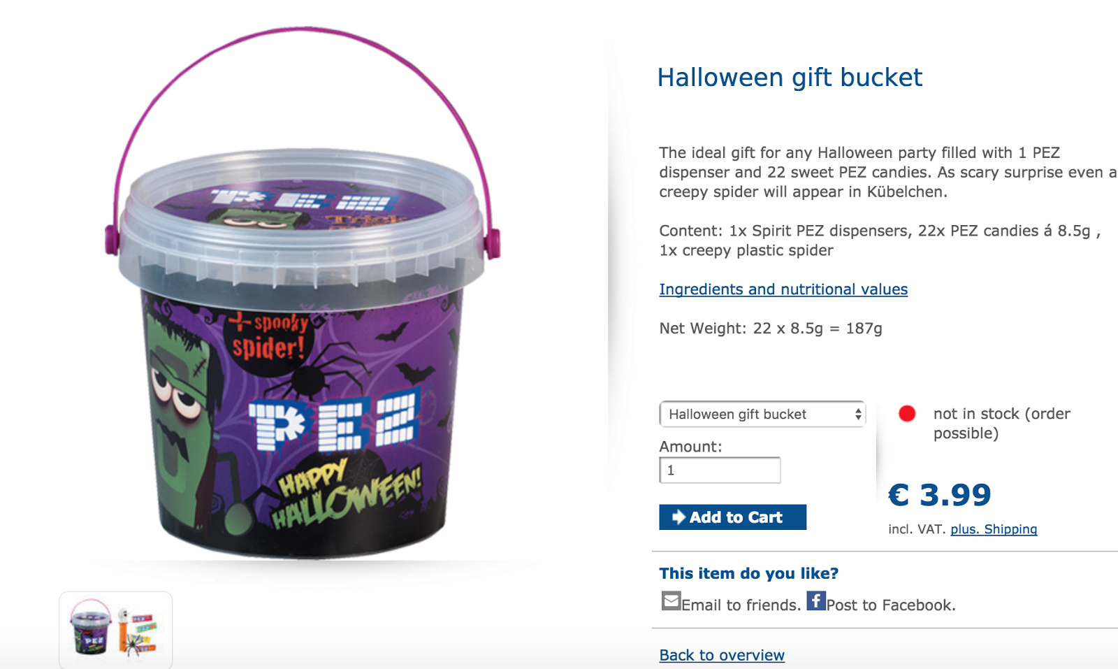 Pez Palz Friends of PEZ NEW Pez Halloween Poison Gift Bucket