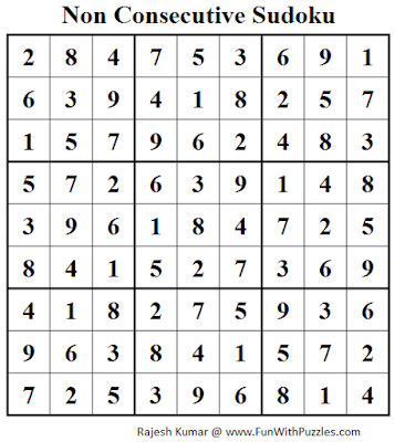 Non Consecutive Sudoku (Fun With Sudoku #72) Solution