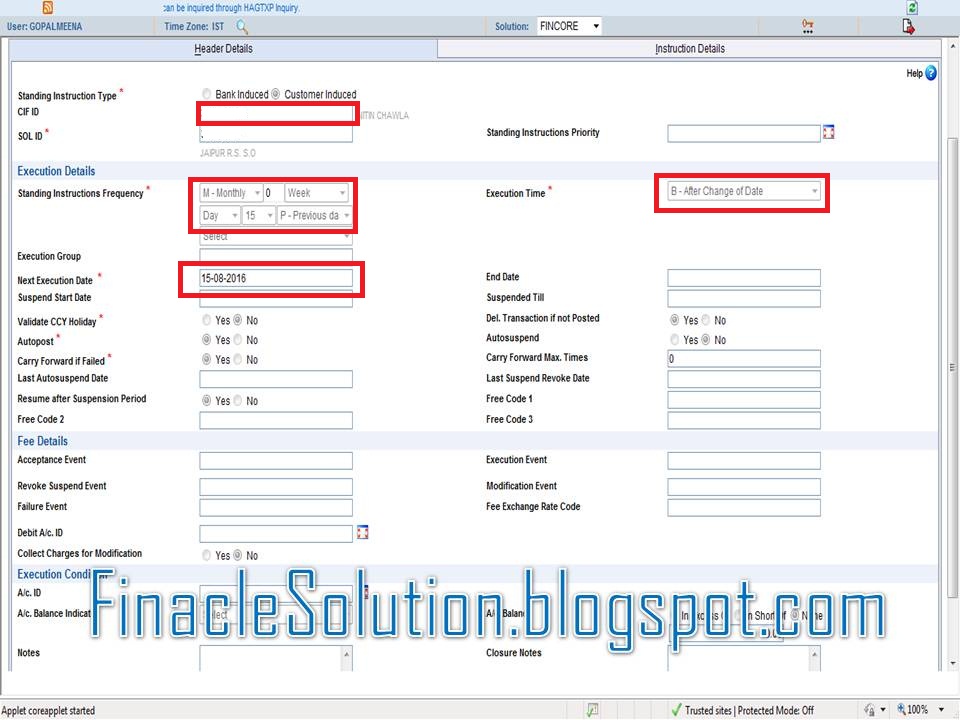 Standing Instruction (Automatic) From SB to SSA