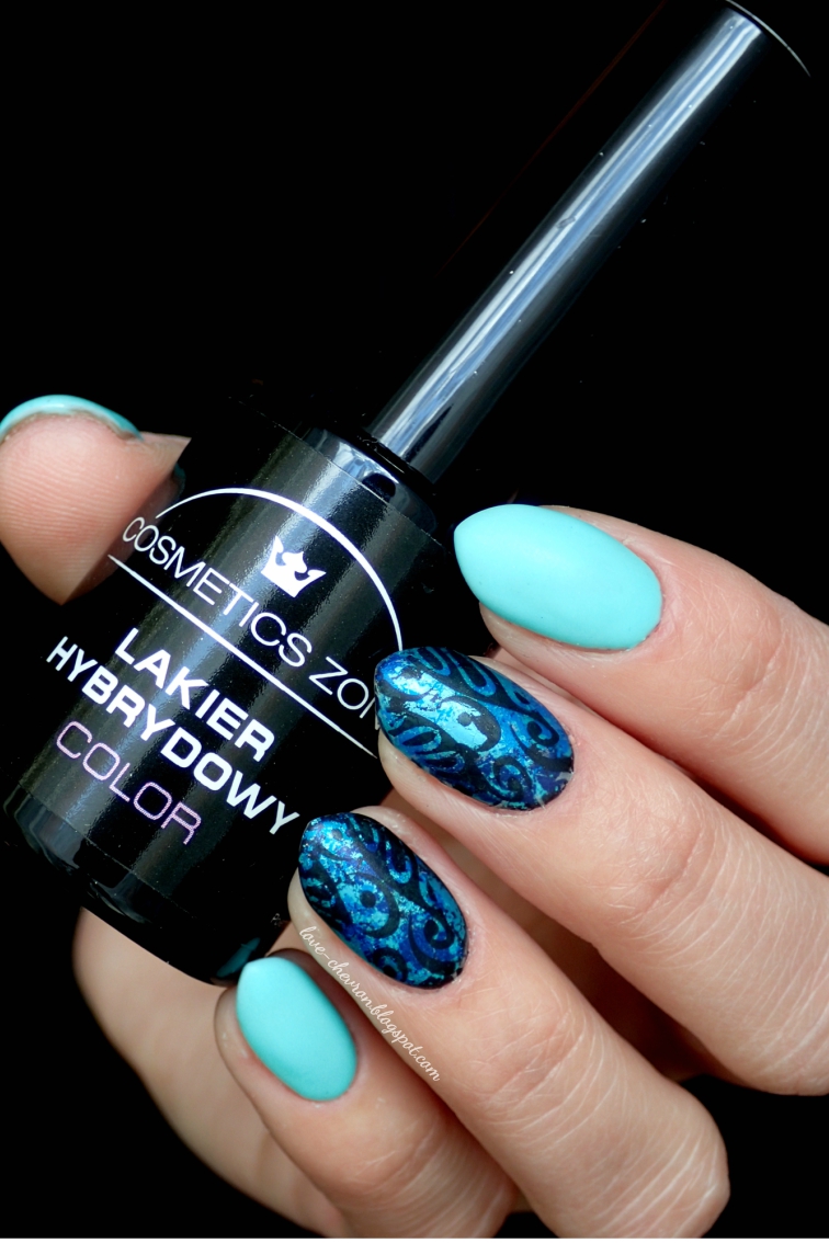 Manicure hybrydowy wykonany lakierami Cosmetics Zone Cosmetics Zone recenzja opinia, top mat, pst13, 033