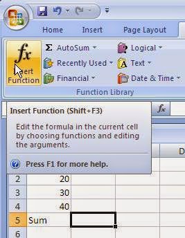 Notes on using Microsoft Excel Functions - How to Use Insert Function Dialog Box in Microsoft Excel