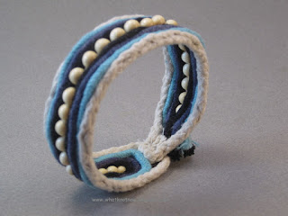blue one button beaded bracelet wood bead bracelet with hand dyed cord