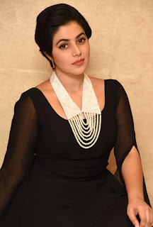 Actress Poorna in Black Dress Photos at Suvarna Sundari Movie Trailer Launch