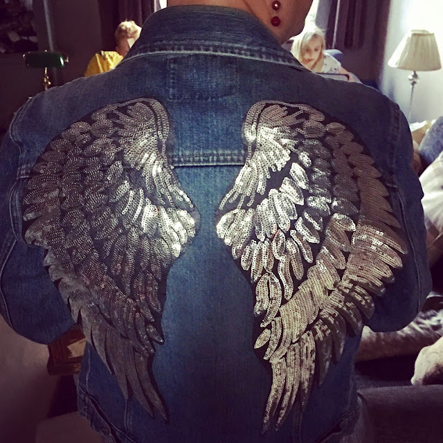 customise denim jacket with iron on angel wings