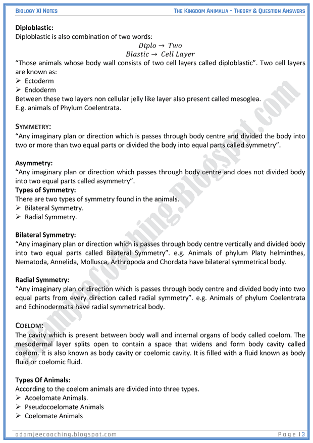 kingdom-animalia-descriptive-question-answers-biology-11th