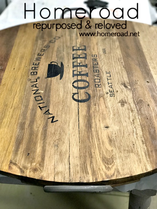 wooden tray with stencil