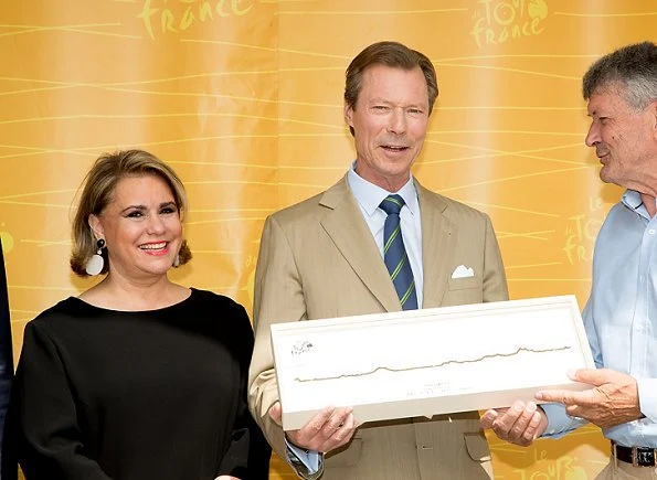 Grand Duke Henri of Luxembourg and his wife Grand Duchess Maria Teresa of Luxembourg started the Tour de France 2017