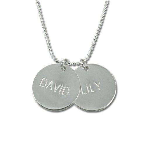Silver disc necklace personalized Clearance