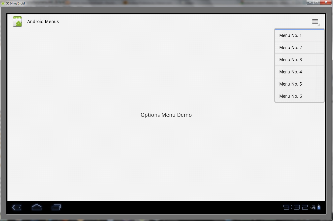 Programmers Sample Guide: Android options menu, submenu and menu group ...